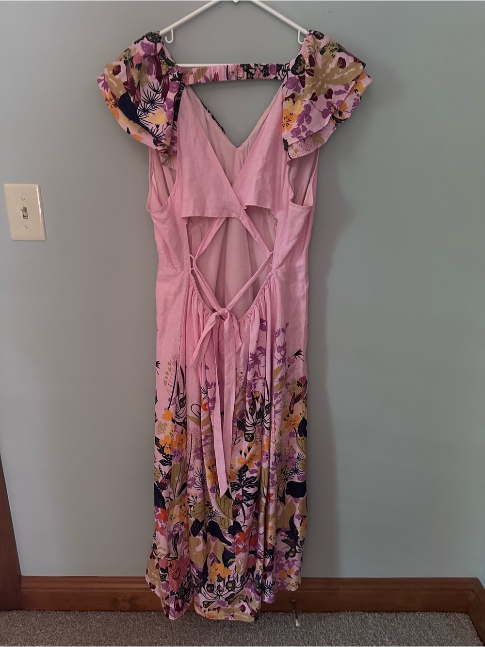 Anthropologie V-neck ruffle midi dress in purple size XL - Picture 6 of 11